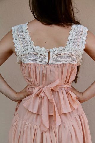 Haut Caraco en coton de soie rose nude