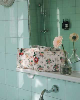 Trousse de Maquillage matelassée fleurs emile et ida coton en herbe