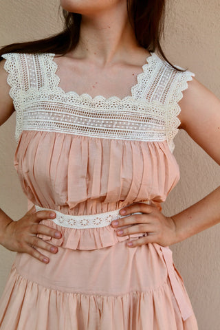 Haut Caraco en coton de soie rose nude