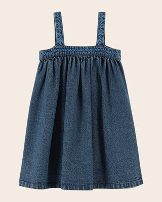 Robe fille  à bretelle denim bleu emile et ida coton en herbe