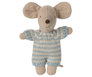 Bébé souris dans son couffin - Bleu