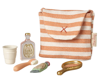 Trousse de toilettes, Souris - Rayé rouge