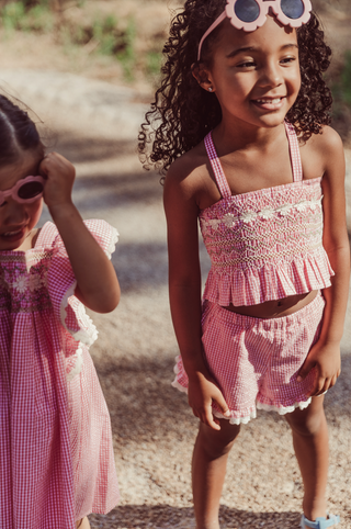 Top Florentina vichy rouge enfants louise misha coton en herbe
