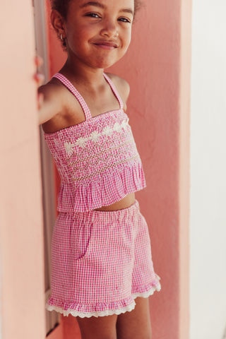 Top Florentina vichy rouge enfants louise misha coton en herbe