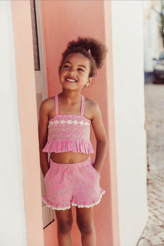 Top Florentina vichy rouge enfants louise misha coton en herbe