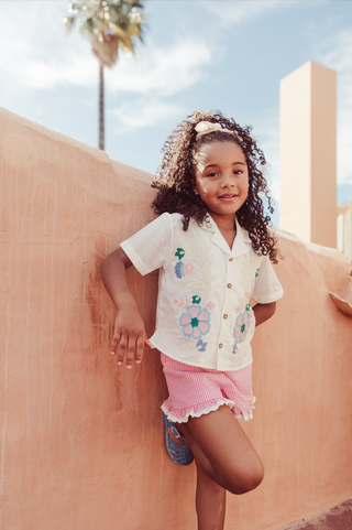 Short Vallaloid vichy rose enfants louise misha coton en herbe
