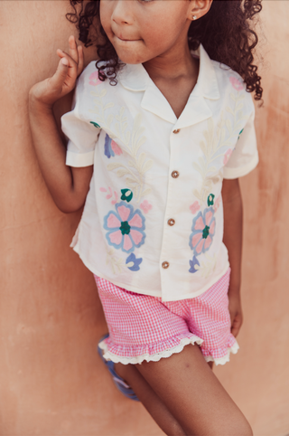 Short Vallaloid vichy rose enfants louise misha coton en herbe