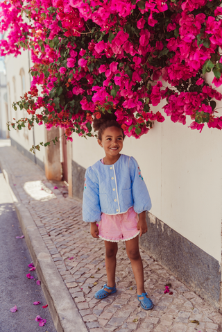 Short Vallaloid vichy rose enfants louise misha coton en herbe