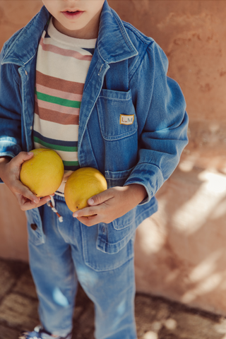 Veste Raphael style bleu de travail enfants louise misha coton en herbe