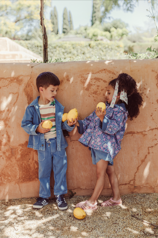 Veste Raphael style bleu de travail enfants louise misha coton en herbe