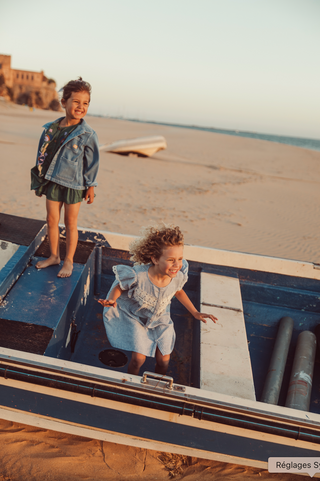 Veste Raphael style bleu de travail enfants louise misha coton en herbe
