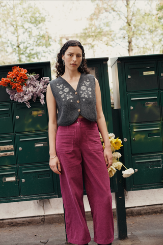 Cardigan Ibinka femme louise misha coton en herbe automne