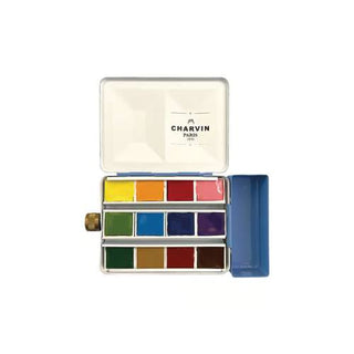 Boite métal bleu aquarelle extra-fine avec réservoir 12 demi godets