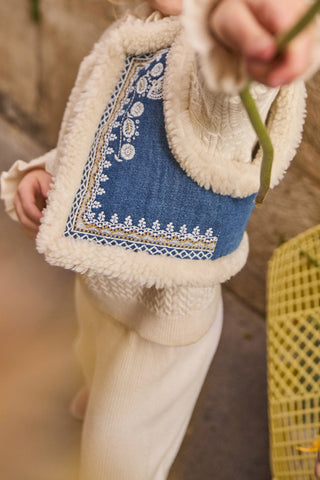 Veste reversible broderie Libra denim louise misha coton en herbe