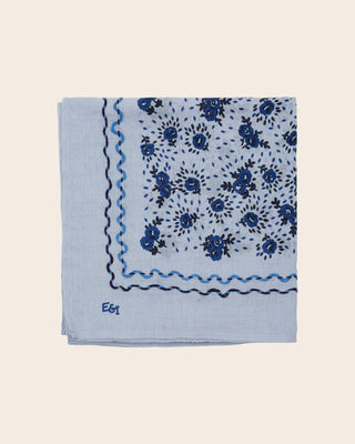 GRAND FOULARD Fleurette bleu