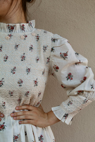 Blouse à smocks jardin fleuri