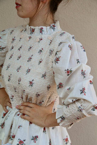 Blouse à smocks jardin fleuri
