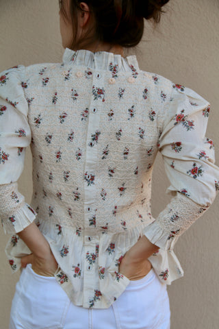 Blouse à smocks jardin fleuri