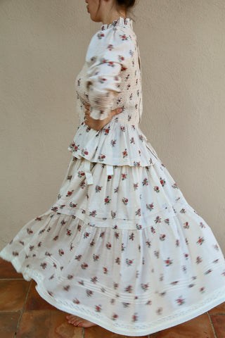 Blouse à smocks jardin fleuri