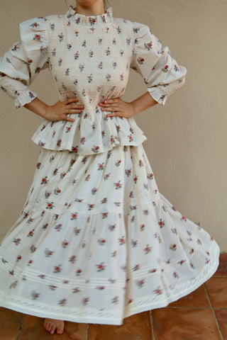 Blouse à smocks jardin fleuri