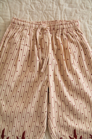 Pantalon rayé brodé