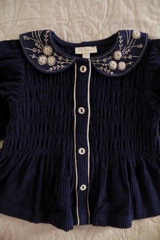 Blouse velours cotelé marine