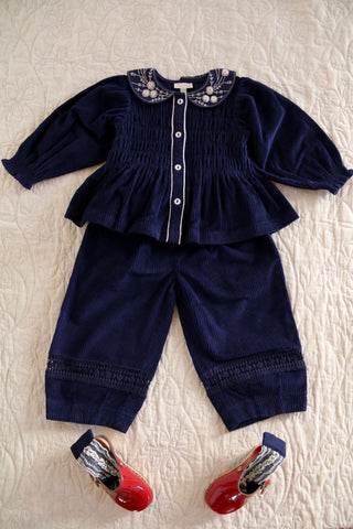 Blouse velours cotelé marine