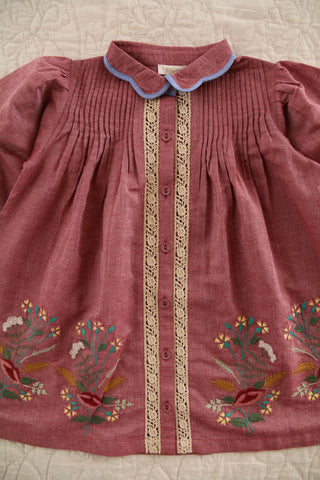 Tunique rouge chambray