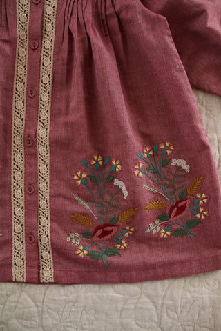 Tunique rouge chambray