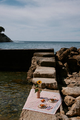 Nappe Carla rayures vertes et rose Louise Misha Coton en herbe