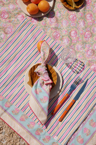 Nappe Carla rayures vertes et rose Louise Misha Coton en herbe