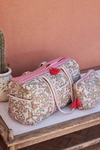 Pochette Teiki tissu indien vert Louise Misha coton en herbe
