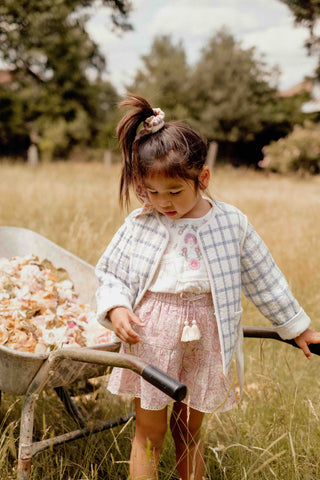 Veste Teliani carreaux bleu enfants louise misha coton en herbe