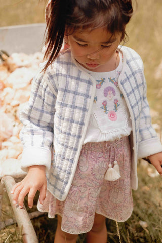 Veste Teliani carreaux bleu enfants louise misha coton en herbe