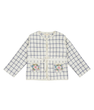 Veste Teliani carreaux bleu enfants louise misha coton en herbe