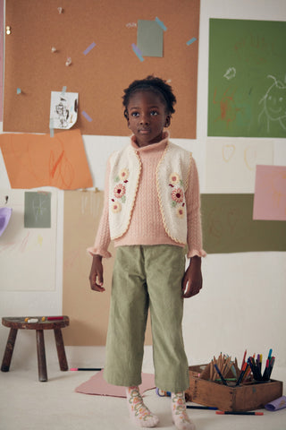 Pantalon Flor velours vert louise misha coton en herbe
