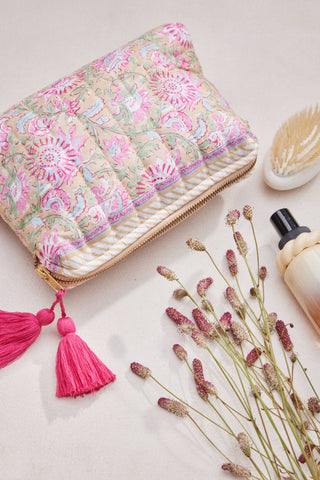 Pochette Teiki rose motif indien Louise Misha coton en herbe