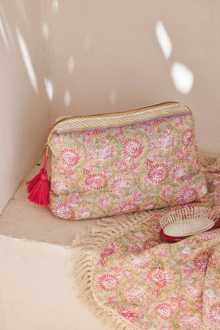 Pochette Teiki rose motif indien Louise Misha coton en herbe