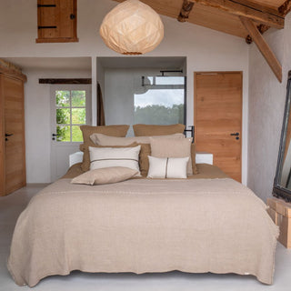 Plaid frangé en lin Come back sable