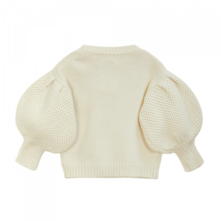 Pullover Olivia en maille écrue avec fleurs brodées vu de dos