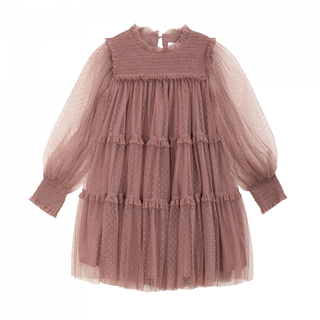 Robe Grace en tulle vieux rose pour fille vue de face