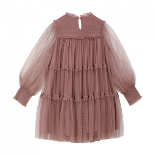 Robe Grace en tulle vieux rose pour fille vue de face