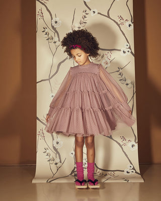 Robe de cérémonie enfant en tulle avec doublure coton