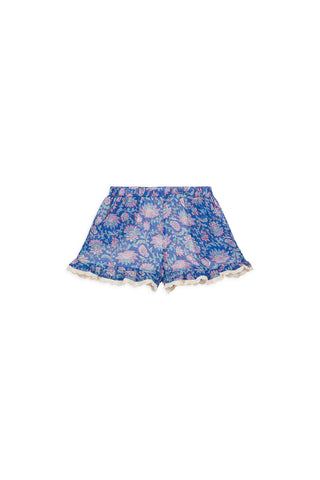 Short Vallaloid motif bleu marine fleurs louise misha coton en herbe
