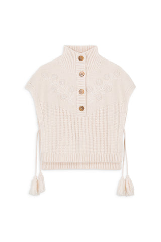 Poncho Song creme pour femme Louise Misha coton en herbe