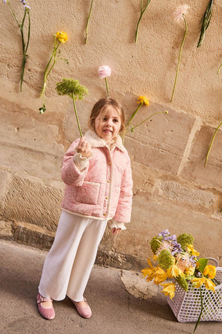 Manteau Jasmina pink mountain avens fille louise misha coton en herbe