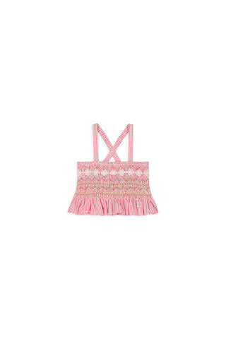 Top Florentina vichy rouge enfants louise misha coton en herbe