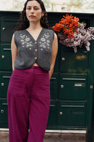 gilet gris Cardigan Ibinka femme louise misha coton en herbe