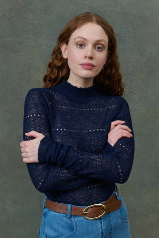 Pull Karesta bleu marine femme louise misha coton en herbe