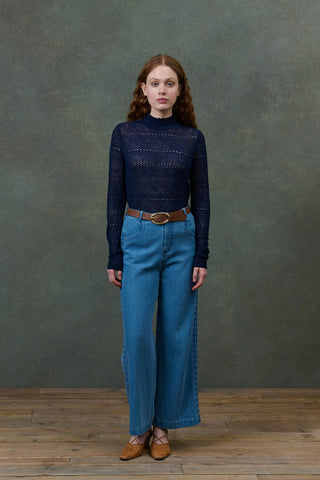 Pull Karesta bleu marine femme louise misha coton en herbe